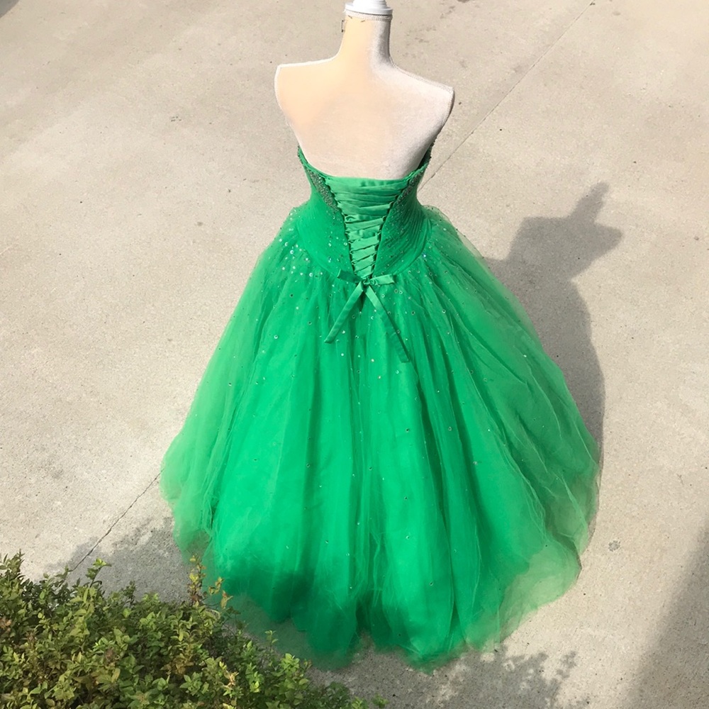 Mori Lee by Madeline Gardner Size 7/8 Green Envy Strapless Quinceañera Ball Gown - Picture 13 of 13